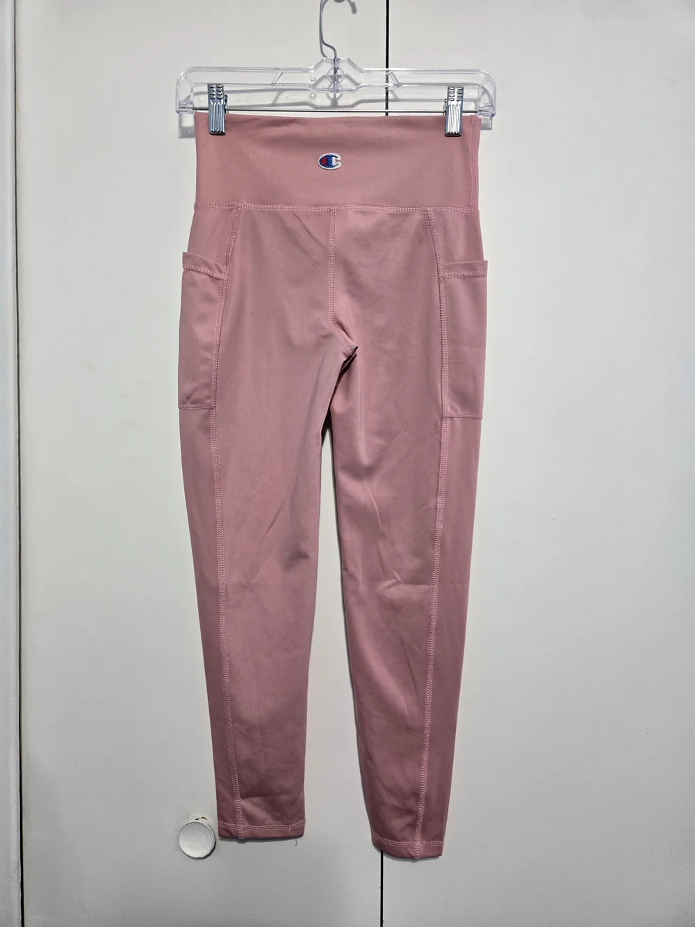 Champion Small Pink Leggings High Rise Side Pocket Stretch Workout Yoga Pants